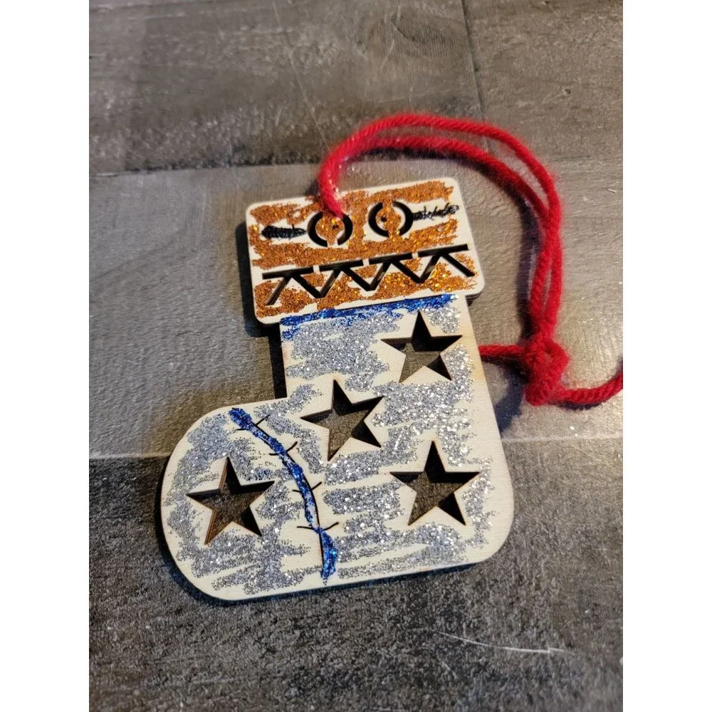 Handmade Glittery stocking ornament‎ xmas